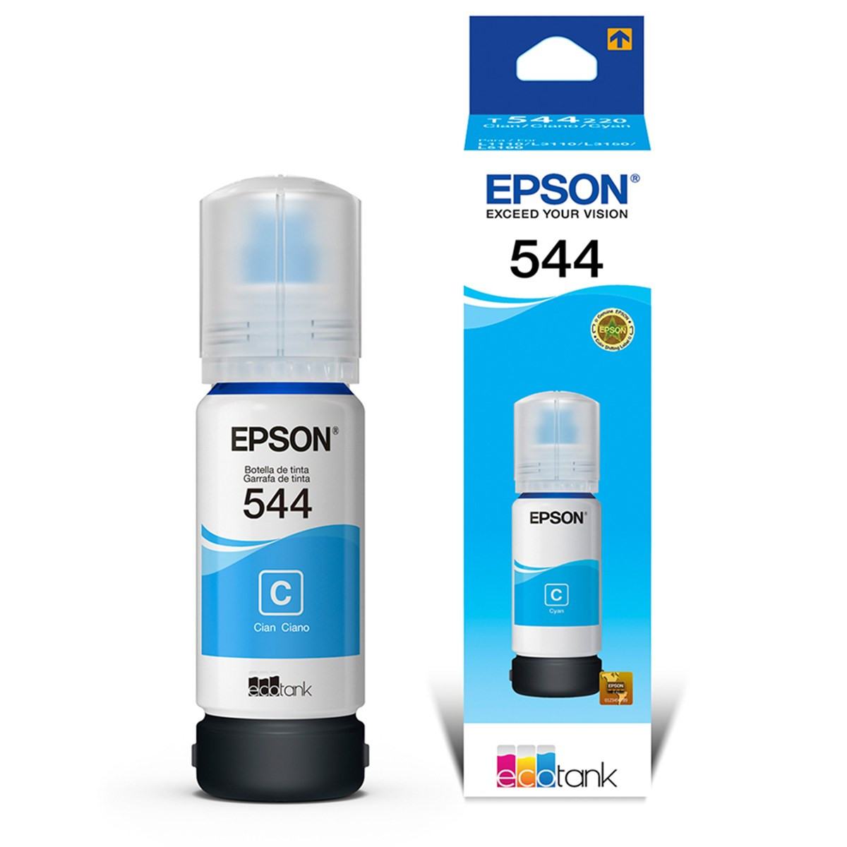 6961_ampliada.jpg Tinta Epson T544220 T544 Ciano | L3150 L3110 L5190 L3250 L3210 5190 3150 3110 | Original 65ml - Imagem 1